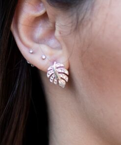 Modelo feminina usando um Brinco de prata