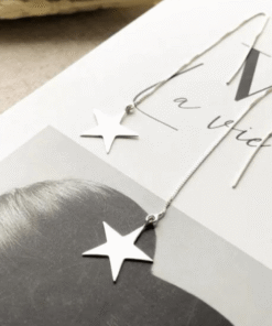 brinco agulha estrela em prata 925 em livro branco