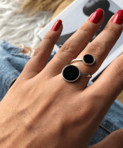 anel agatas negra p e g