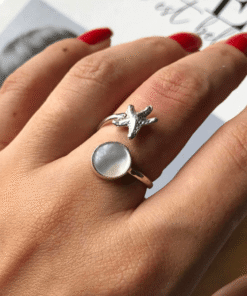 anel estrela e madreperola em modelo