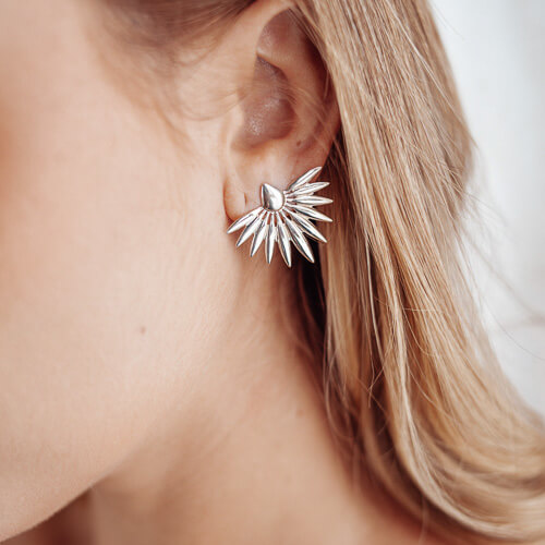 Brinco Leque em modelo de prata 925