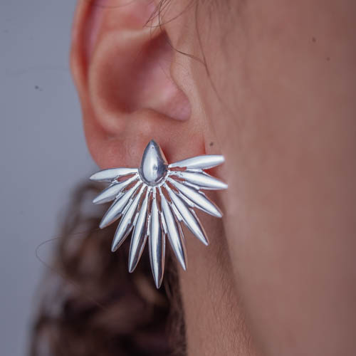Brinco Leque em modelo de prata 925