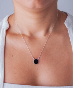 Colar Agata Negra Castroada em Prata 925