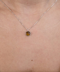 Modelo Feminina usando Choker Olho de Tigre em prata 925